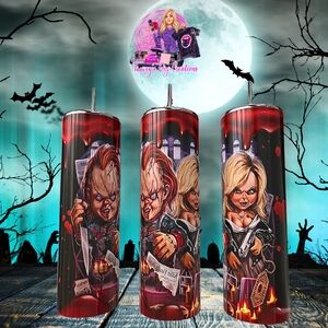Horror Couple Character Tumbler with Straw